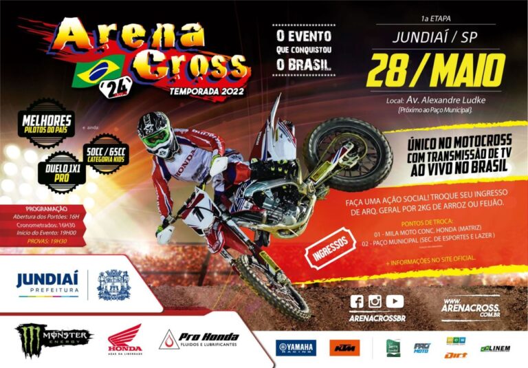 Vai começar em Jundiaí- SP,  o  Arena Cross, tradicional competição do motociclismo do Brasil